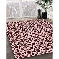 Patterned Deep Rose Pink Rug, pat1061rd