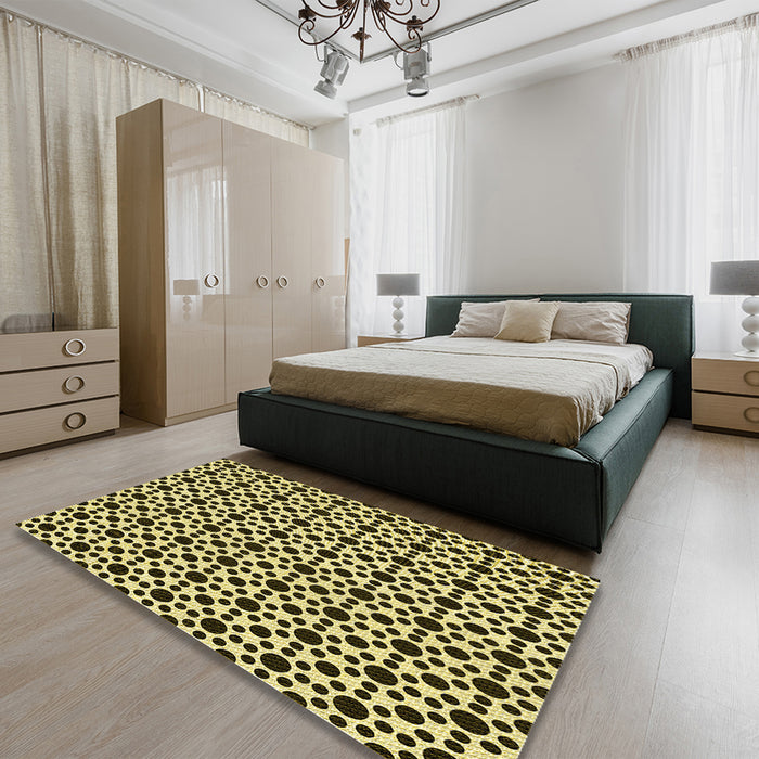 Patterned Milk Chocolate Brown Rug in a Bedroom, pat1061yw