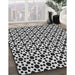 Patterned Charcoal Black Novelty Rug in Family Room, pat1061