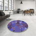 Round Patterned Medium Slate Blue Rug in a Office, pat1062blu