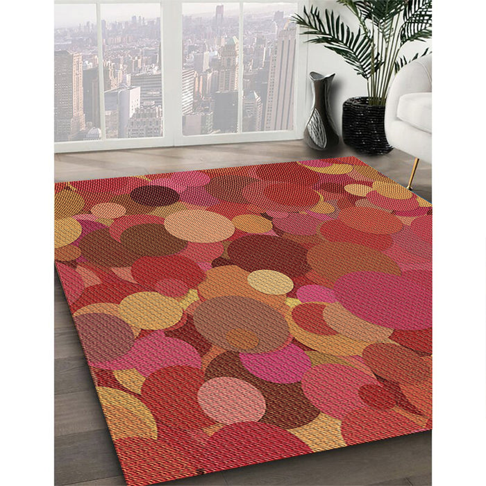 Machine Washable Transitional Bright Orange Rug in a Family Room, wshpat1062brn