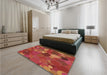 Patterned Bright Orange Rug in a Bedroom, pat1062brn