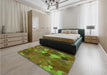 Patterned Dark Bronze Brown Rug in a Bedroom, pat1062grn