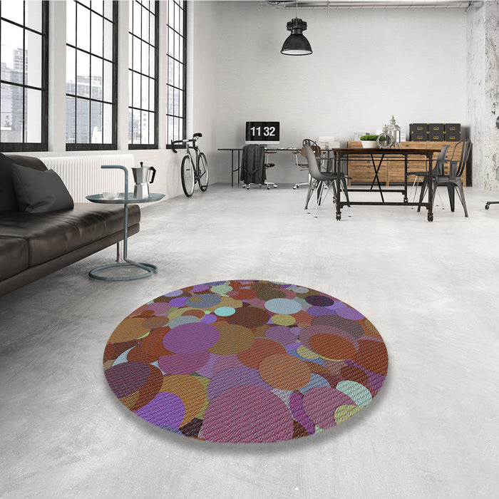 Round Patterned Rose Dust Purple Rug in a Office, pat1062lblu