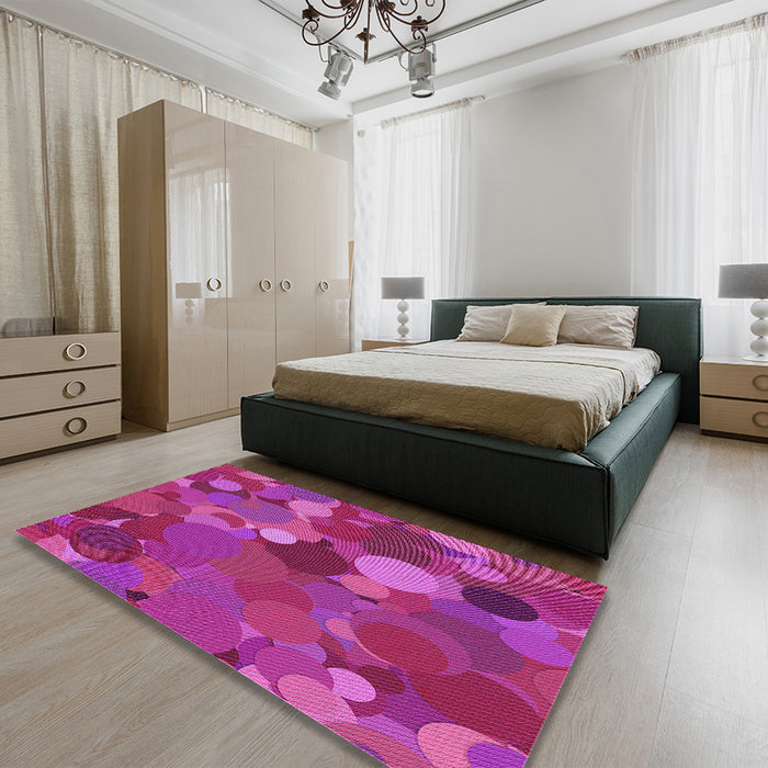 Patterned Neon Pink Rug in a Bedroom, pat1062pur