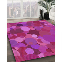 Patterned Neon Pink Rug, pat1062pur