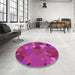 Round Patterned Neon Pink Rug in a Office, pat1062pur