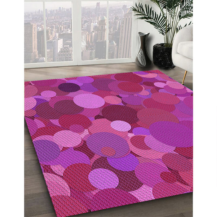 Machine Washable Transitional Neon Pink Rug in a Family Room, wshpat1062pur