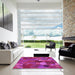 Square Patterned Neon Pink Rug in a Living Room, pat1062pur