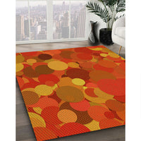 Patterned Orange Red Orange Rug, pat1062yw