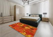 Patterned Orange Red Orange Rug in a Bedroom, pat1062yw