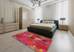 Patterned Red Novelty Rug in a Bedroom, pat1062