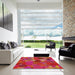 Square Machine Washable Transitional Red Rug in a Living Room, wshpat1062