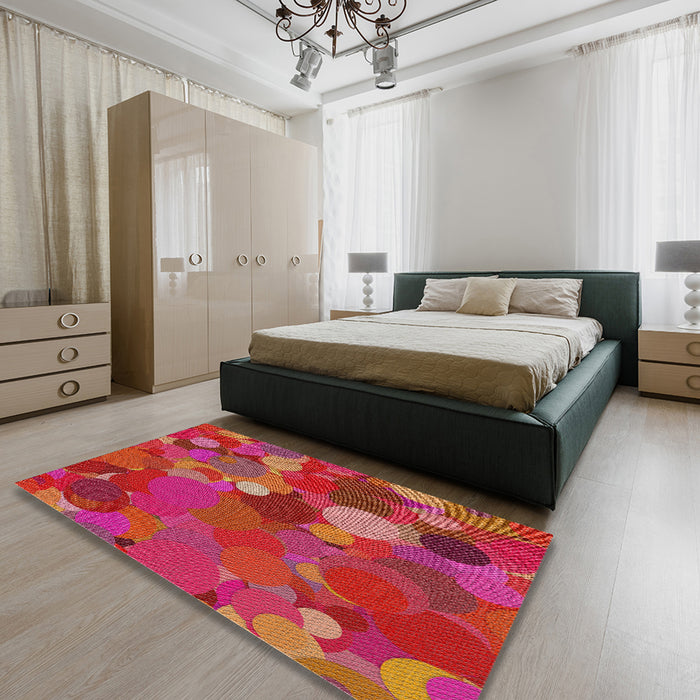 Machine Washable Transitional Red Rug in a Bedroom, wshpat1062