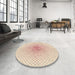 Round Patterned Peach Beige Rug in a Office, pat1063brn