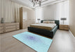 Patterned Denim Blue Rug in a Bedroom, pat1063lblu