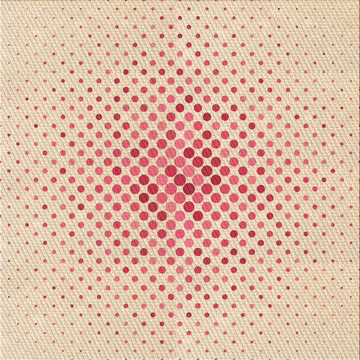 Round Patterned Navajo White Gold Rug, pat1063org