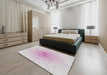 Patterned Off-White Novelty Rug in a Bedroom, pat1063