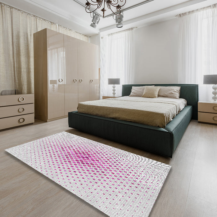 Patterned Off-White Novelty Rug in a Bedroom, pat1063