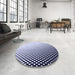 Round Patterned Lavender Blue Rug in a Office, pat1064blu