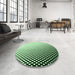 Round Patterned Mint Green Rug in a Office, pat1064grn