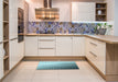 Patterned Electric Blue Rug in a Kitchen, pat1064lblu