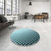 Round Patterned Electric Blue Rug in a Office, pat1064lblu