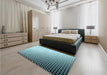 Patterned Electric Blue Rug in a Bedroom, pat1064lblu