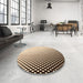 Round Patterned Golden Blonde Gold Rug in a Office, pat1064org