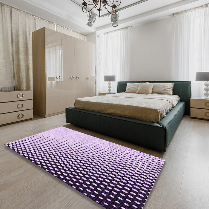Patterned Bright Grape Purple Rug in a Bedroom, pat1064pur