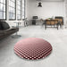 Round Patterned Brown Red Rug in a Office, pat1064rd