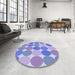 Round Patterned Blue Rug in a Office, pat1065blu