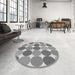 Round Patterned Cloud Gray Rug in a Office, pat1065gry