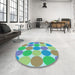 Round Patterned Green Rug in a Office, pat1065lblu