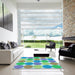 Square Patterned Green Rug in a Living Room, pat1065lblu