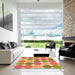 Square Patterned Red Rug in a Living Room, pat1065org