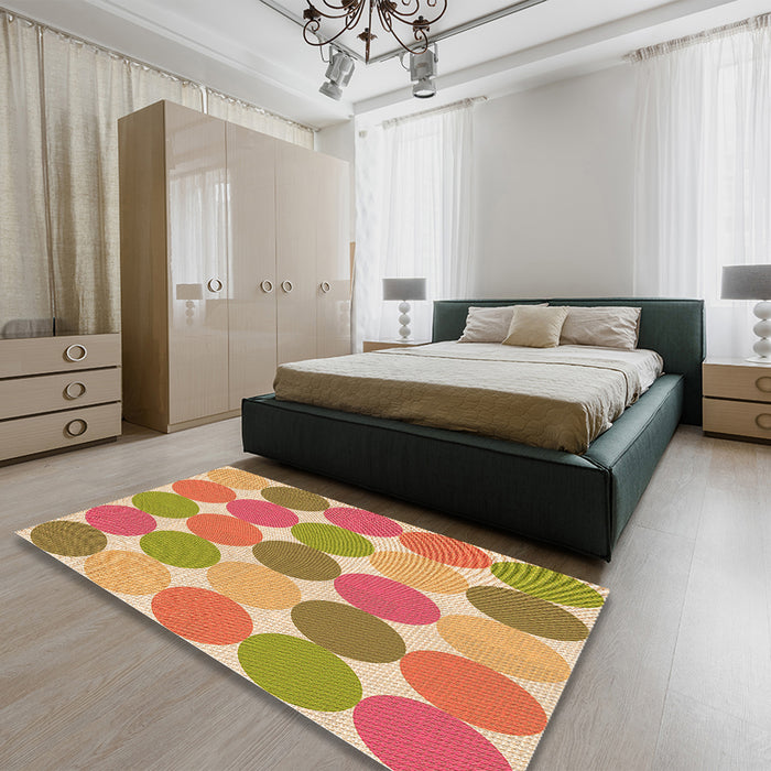 Patterned Red Rug in a Bedroom, pat1065org