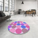 Round Patterned Bright Lilac Purple Rug in a Office, pat1065pur