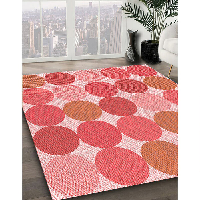 Machine Washable Transitional Light Coral Pink Rug in a Family Room, wshpat1065rd