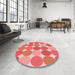 Round Patterned Light Coral Pink Rug in a Office, pat1065rd