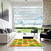 Square Patterned Green Rug in a Living Room, pat1065yw