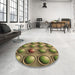 Round Patterned Brown Rug in a Office, pat1066brn