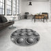 Round Patterned Dark Gray Rug in a Office, pat1066gry