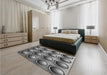 Patterned Dark Gray Rug in a Bedroom, pat1066gry