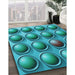 Patterned Teal Green Rug in Family Room, pat1066lblu