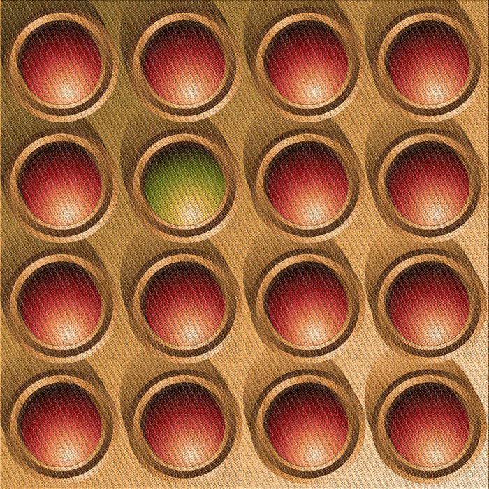 Round Patterned Orange Rug, pat1067org