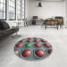 Round Patterned Dark Gray Novelty Rug in a Office, pat1067