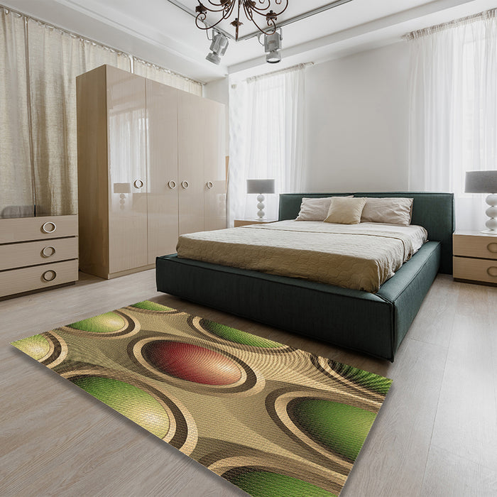 Patterned Brown Rug in a Bedroom, pat1068brn