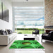 Machine Washable Transitional Green Rug in a Kitchen, wshpat1068grn