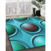 Patterned Teal Green Rug in Family Room, pat1068lblu